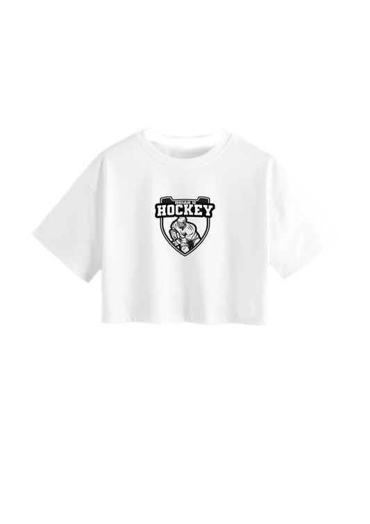 BU hockey illustration crop tshirt