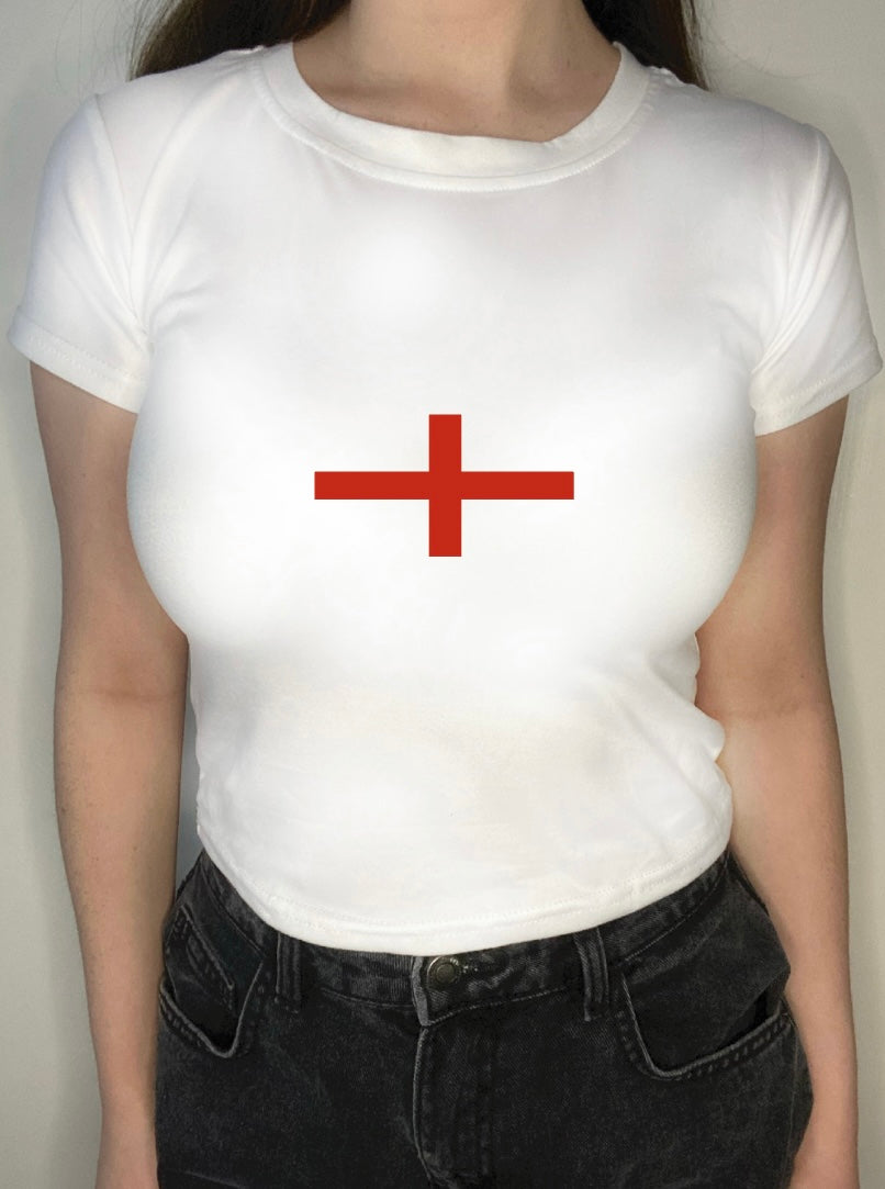 England flag graphic crop top