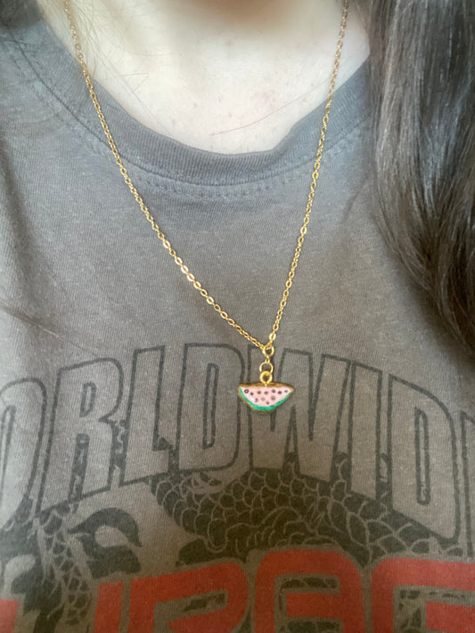 Watermelon charm necklace