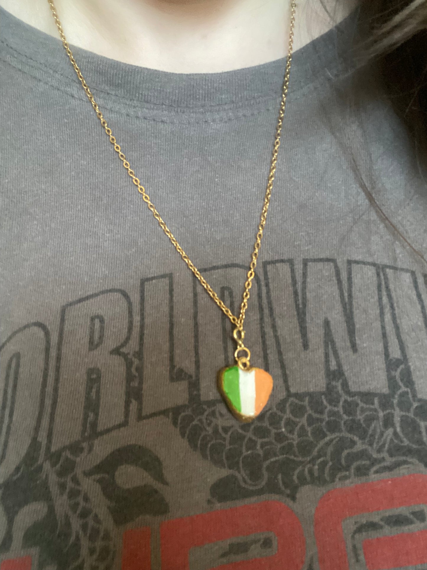 One direction Niall's orange, yellow, green Irish flag charm necklace