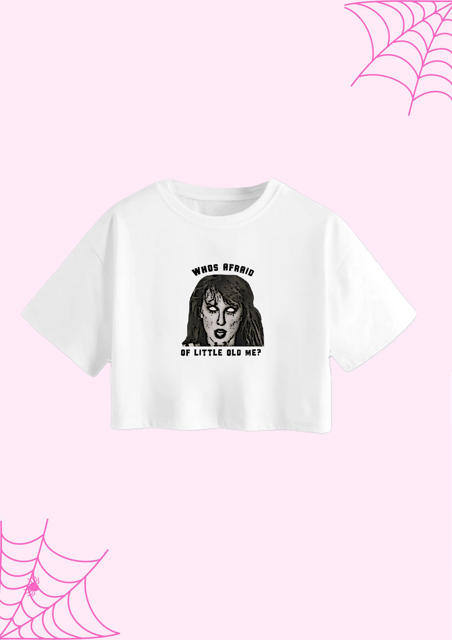 Taylor WAOLOM black and white crop tshirt (with text)