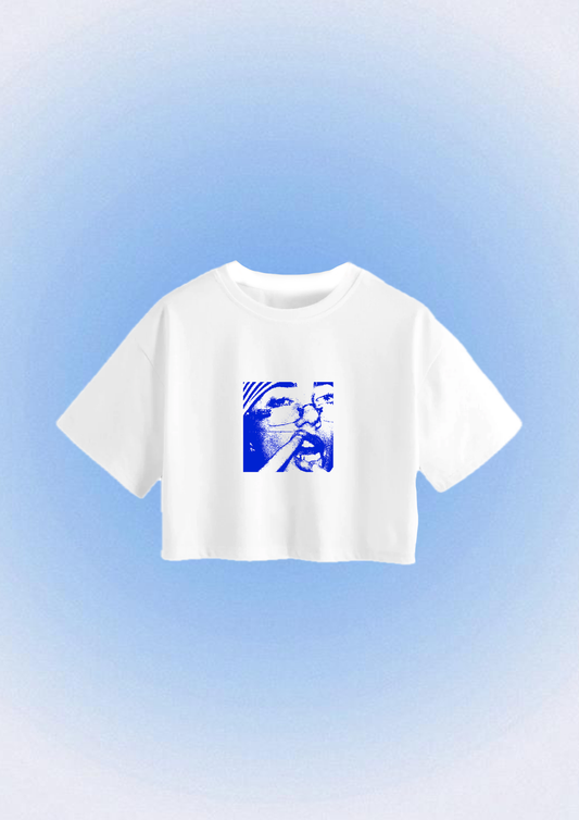 Billie blue portrait crop T-shirt