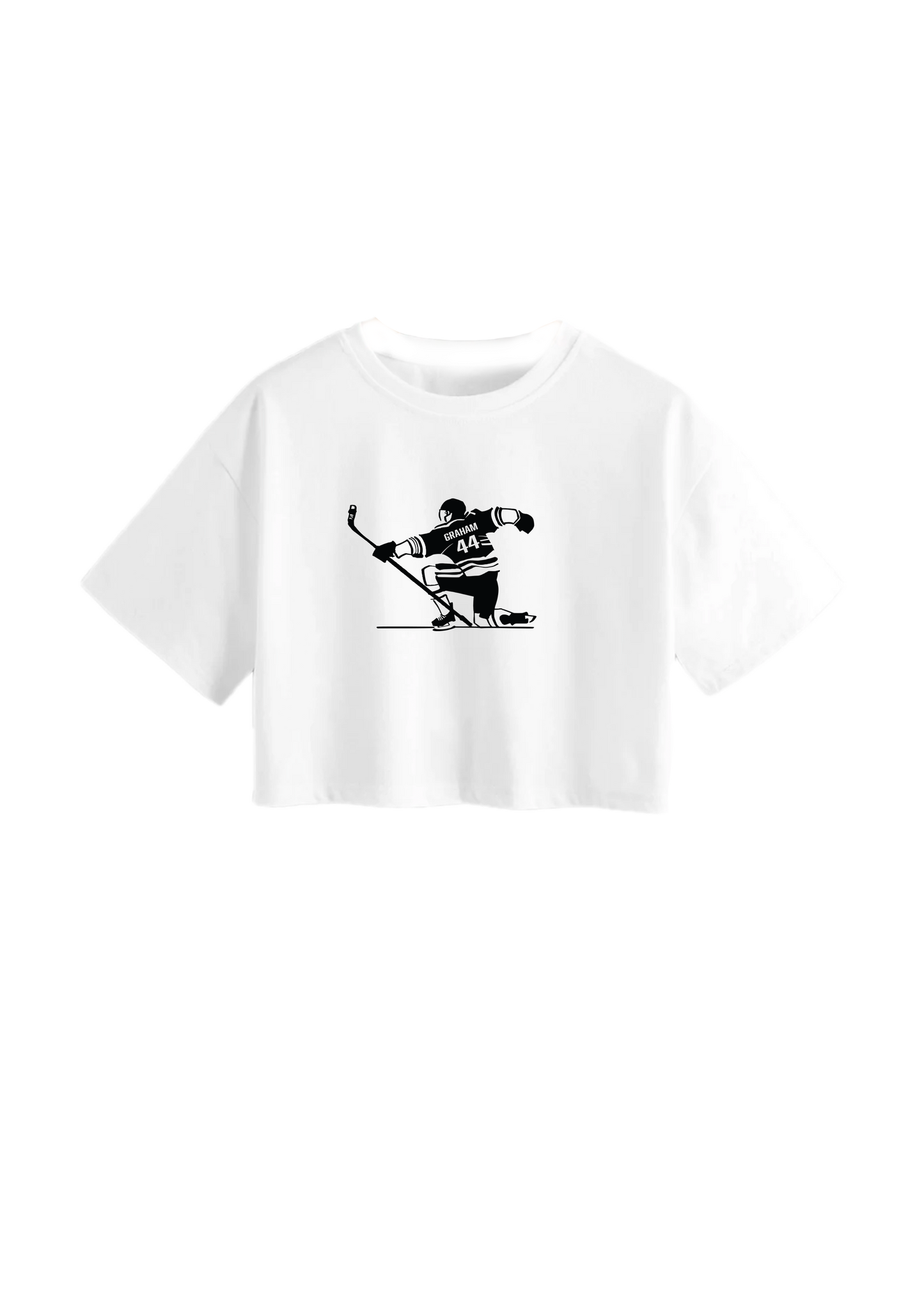 Graham hockey illustration crop tshirt