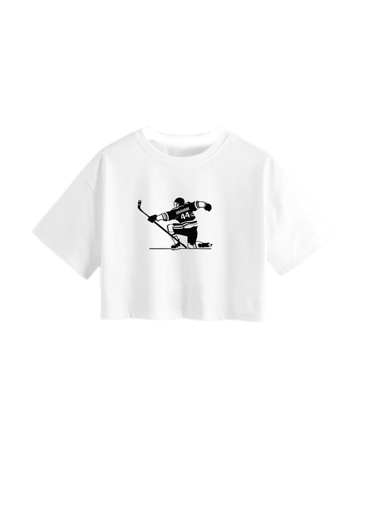 Graham hockey illustration crop tshirt