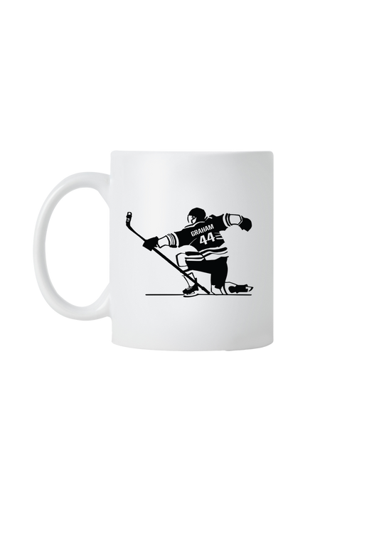 BU Hockey player illustration mug