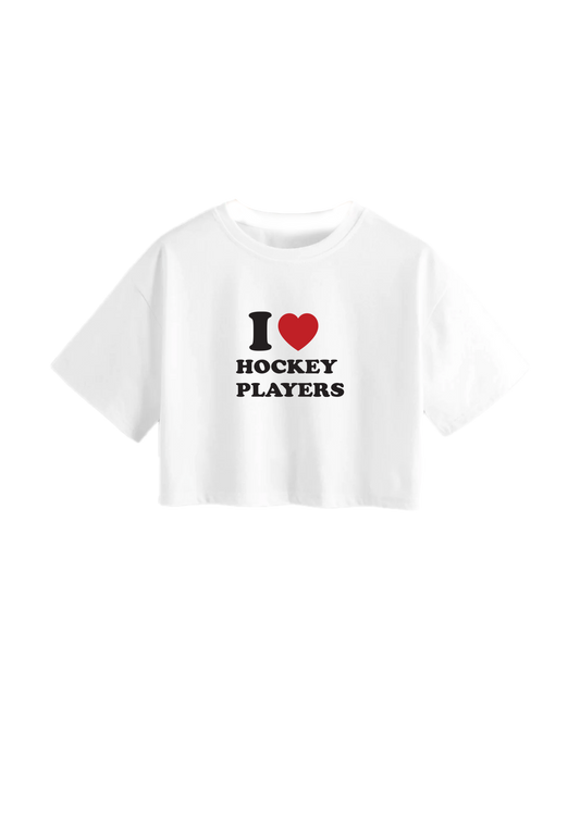 I love Hockey players crop tshirt