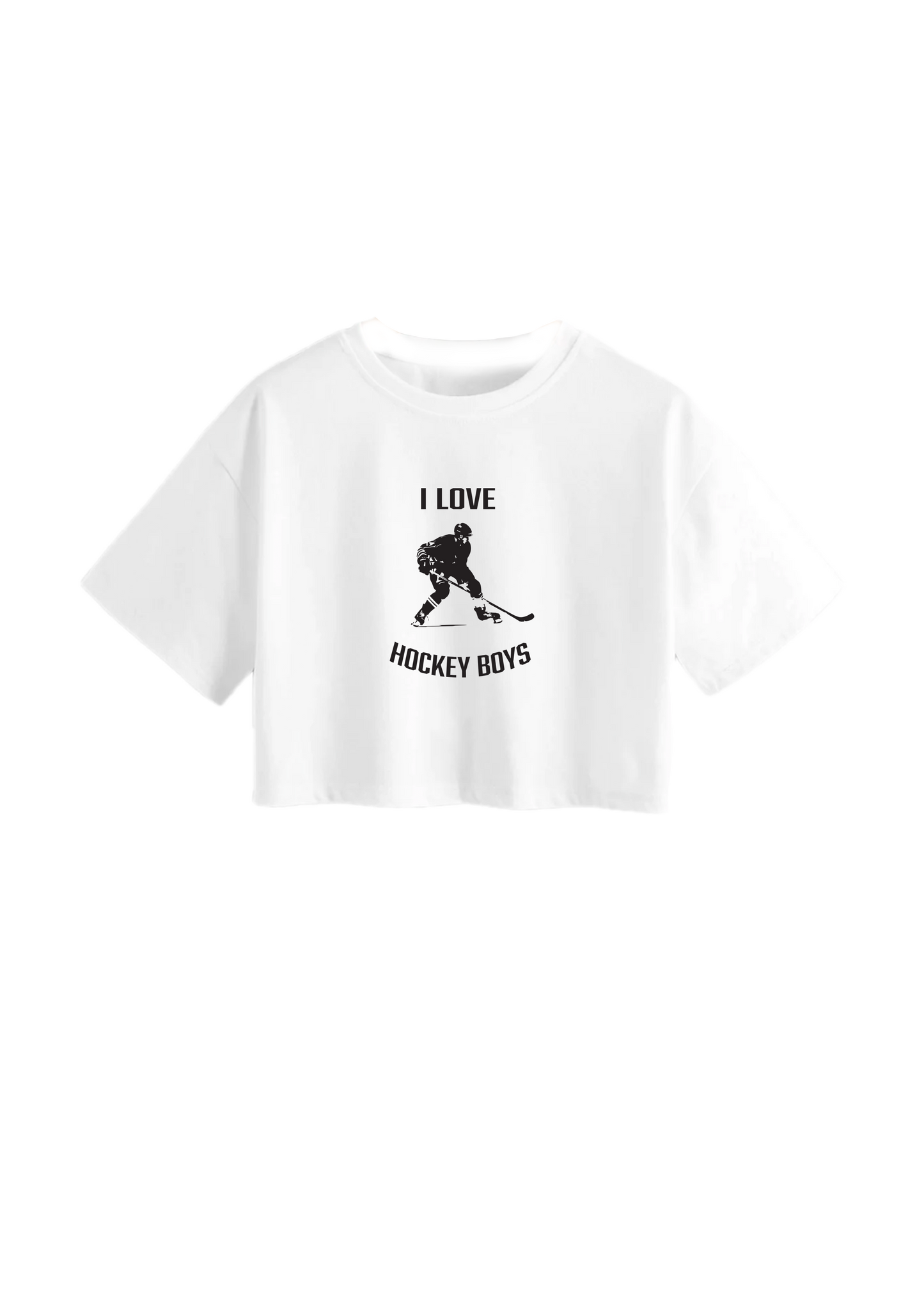 I love hockey boys illustration crop tshirt