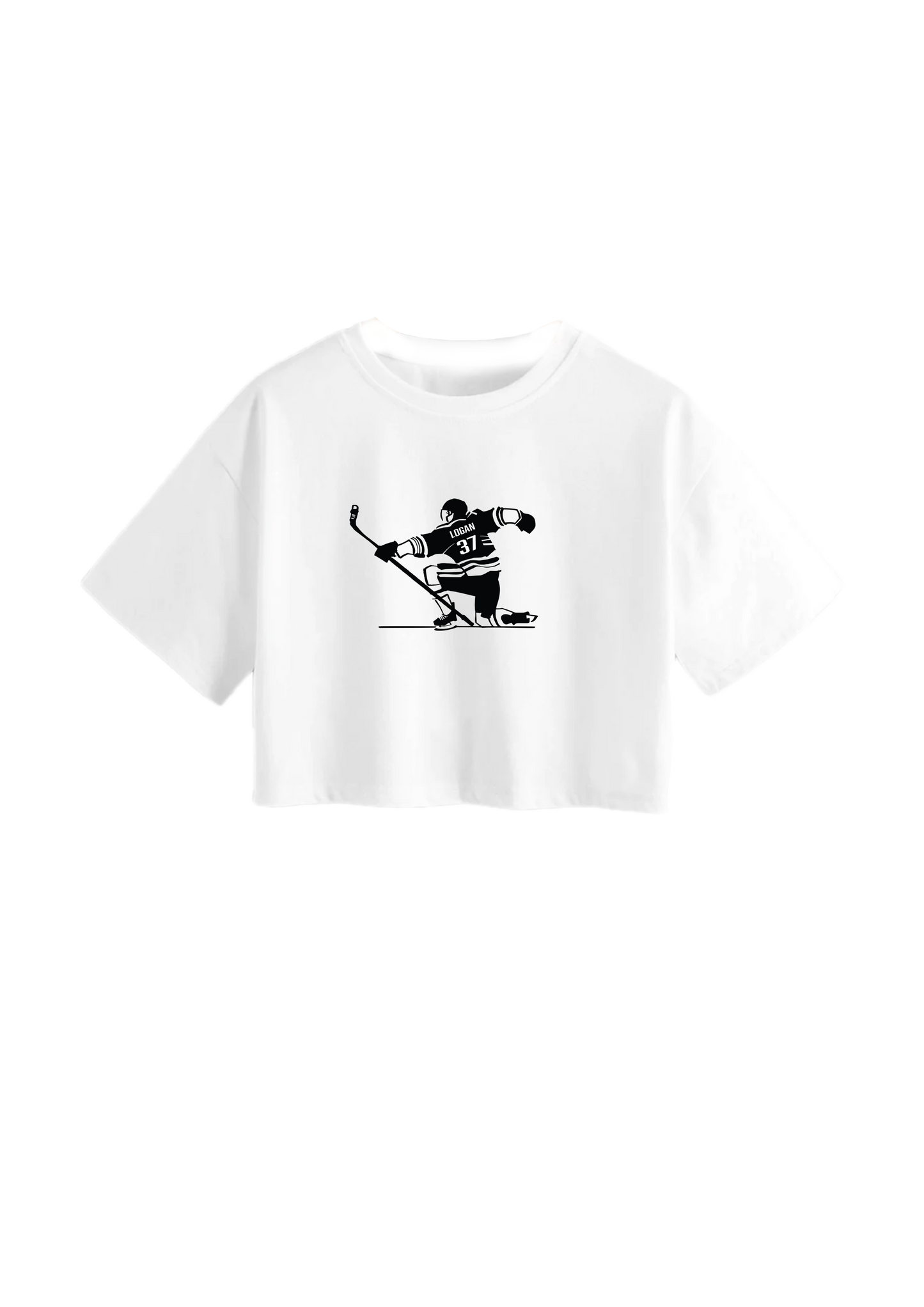 Logan hockey illustration crop tshirt