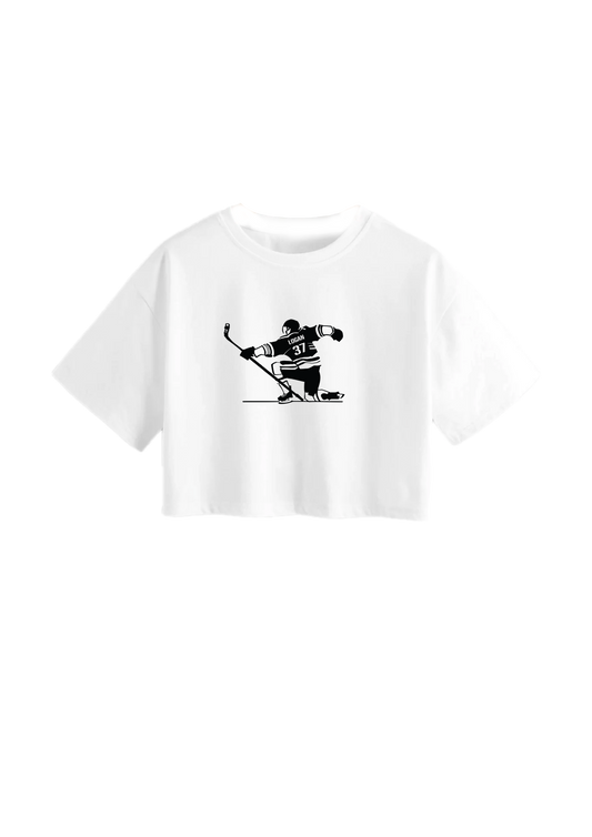 Logan hockey illustration crop tshirt