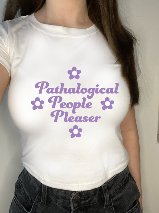 pathological people pleaser crop top purple