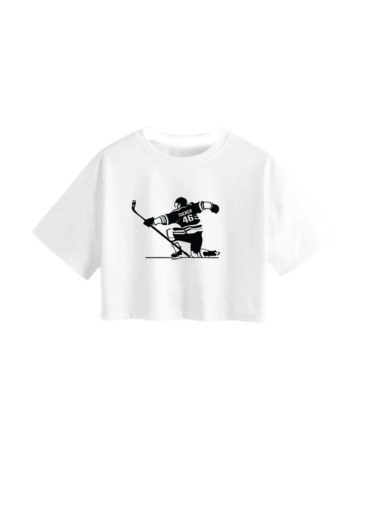 Tucker hockey illustration crop tshirt